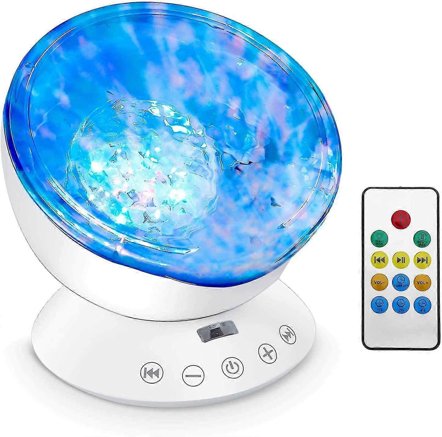Ocean Wave Projector, 12 Led Night Light Lamp With Adjustable Lightness Remote Control Timer 8 Lighting Modes Mu