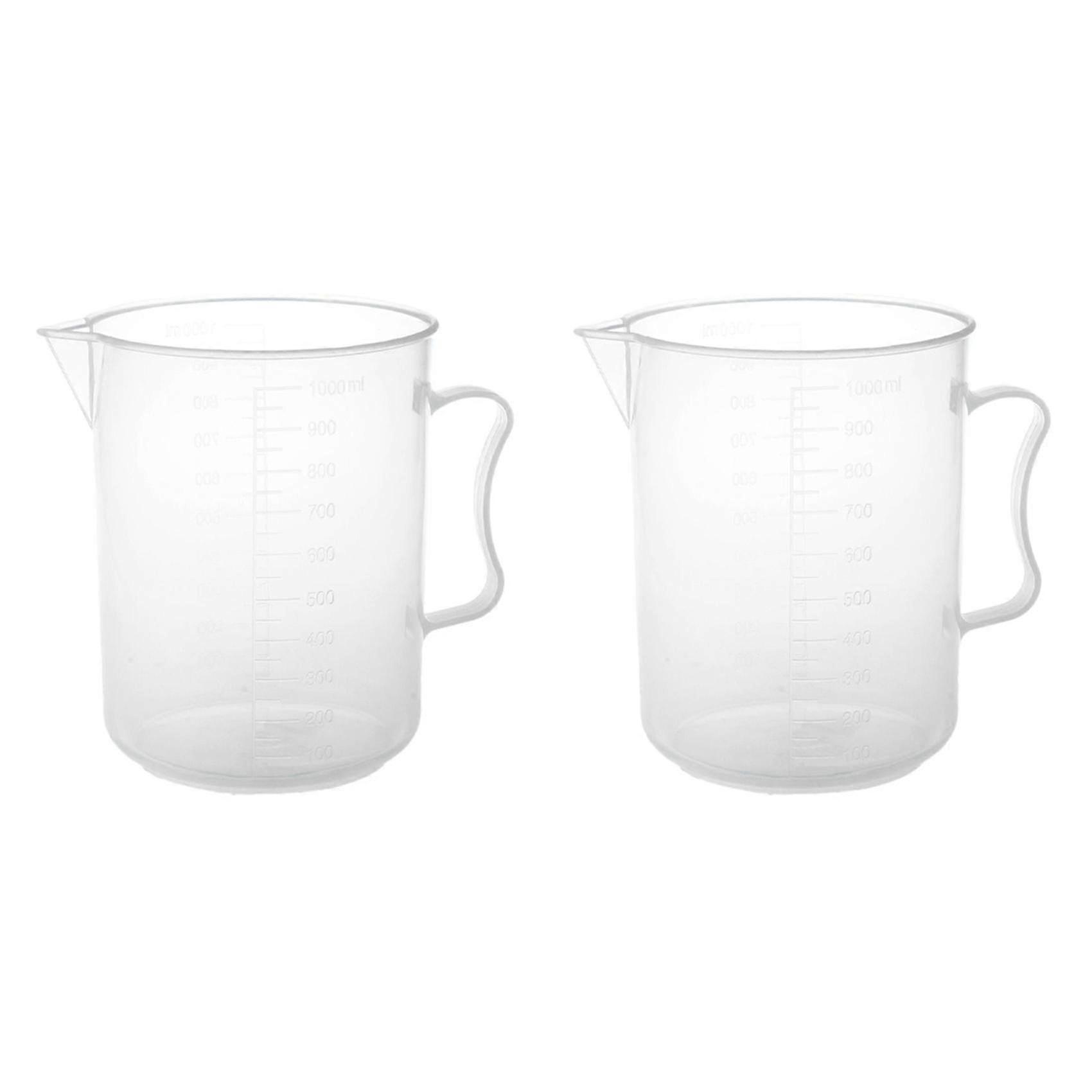 2x 1000ml Transparent Graduated Beaker With Handle