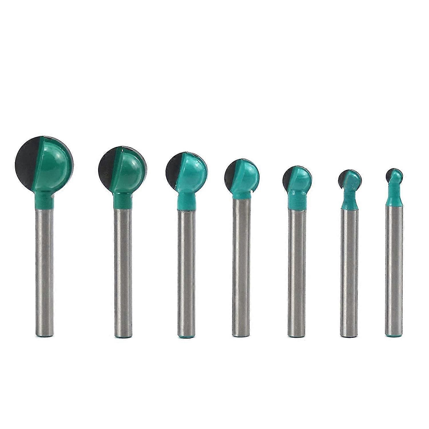 Woodworking Round Bottom Cutter, 7pcs 6mm Shank 6/8/10/12/14/16/19mm Router Core Box Bits, Slotting Cutter For Router Cutting Tool Router Bit