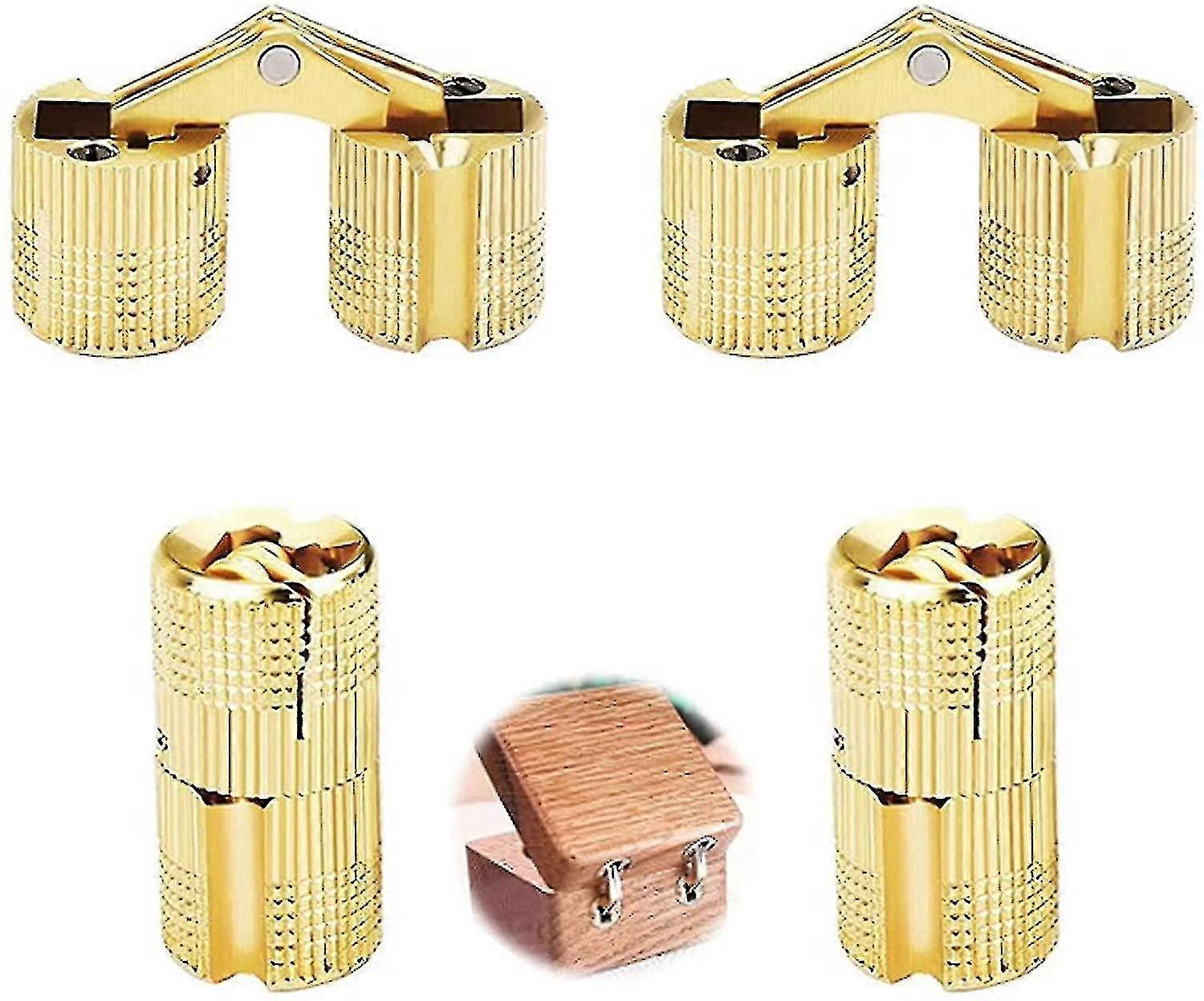 4 Pcs Box Hinge, Cylinder Hinges, Brass Hidden Concealed Hinge Invisible Barrel Hinge(12mm)