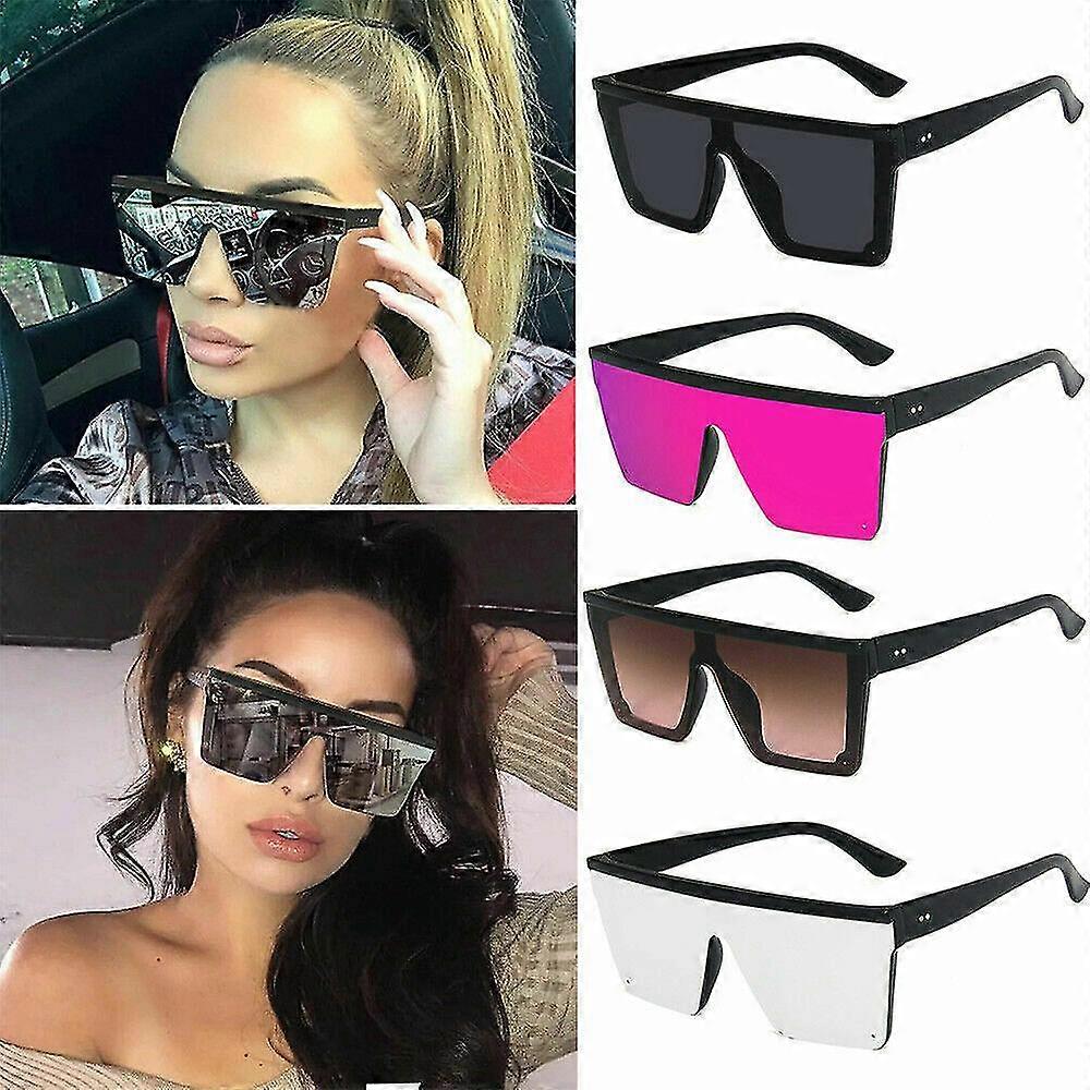 MIMIGO Oversized Square Sunglasses Women Fashion Flat Top One Piece Shade Mirror Uv400