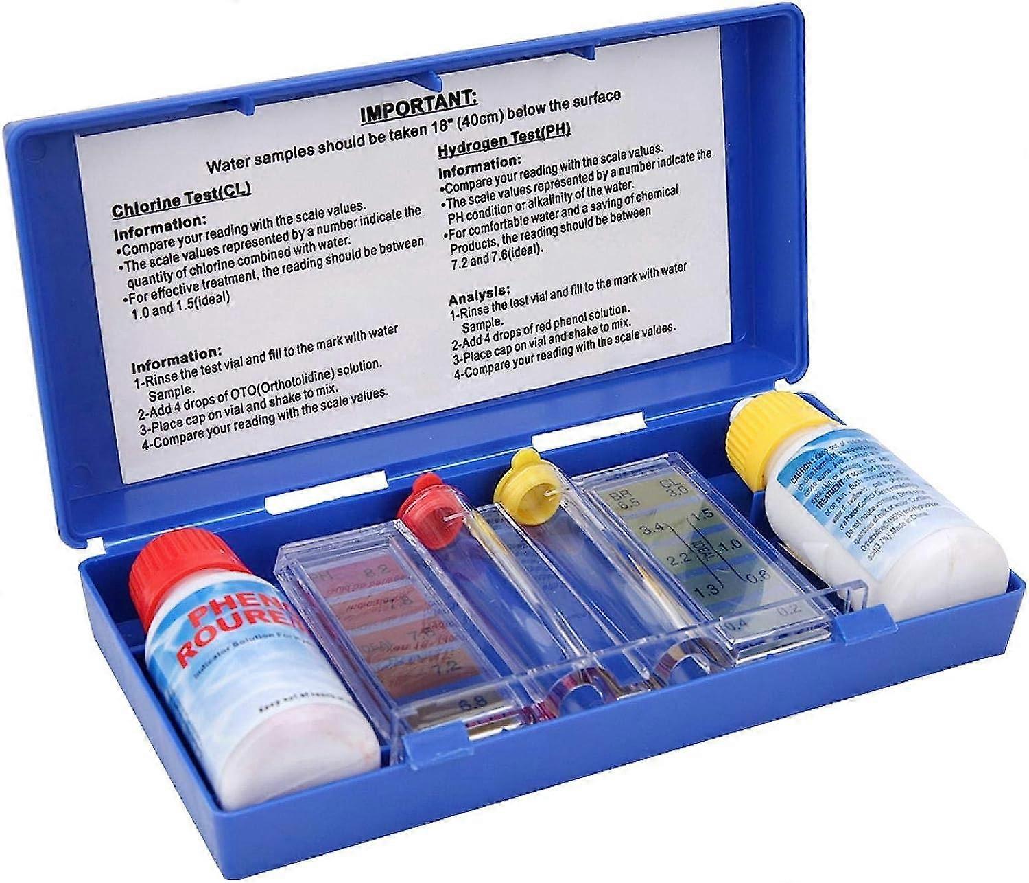 Swimming Pool Water Test Box,Chlorine PH Water Quality Test Kit Swimming Pool Tester Water Test Box
