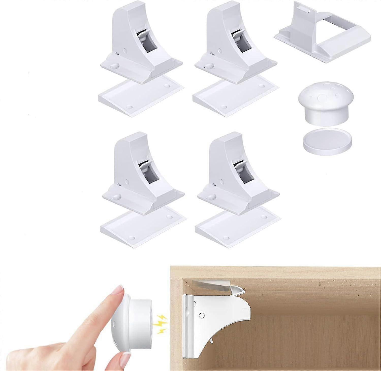 New 2024 4pcs Baby Child Proof Cabinet Locks Safety Easy Install No Drilling Or Keys