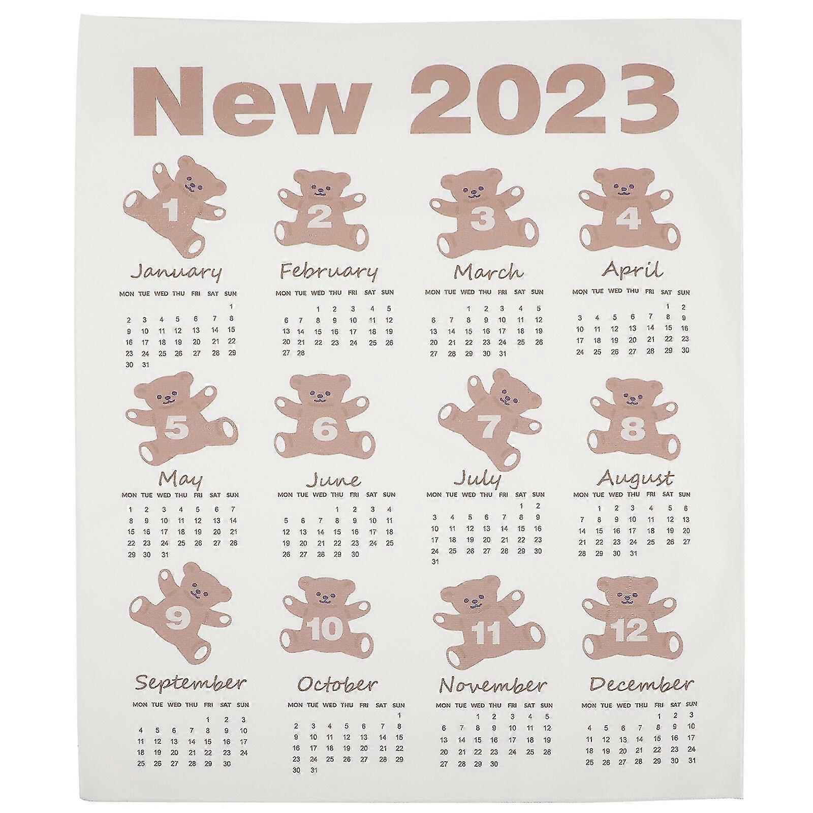 Bear Calendar Tapestry Type Decorative 2023 Wall Calendar Background Prop