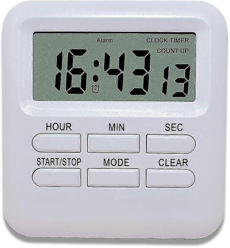 Digital Timer With 3 In 1 Clock/alarm Clock Function, Magnetic Kitchen Timer, Countdown Stopwatch Timer, Time Management For Kitchen/study/sport (whit