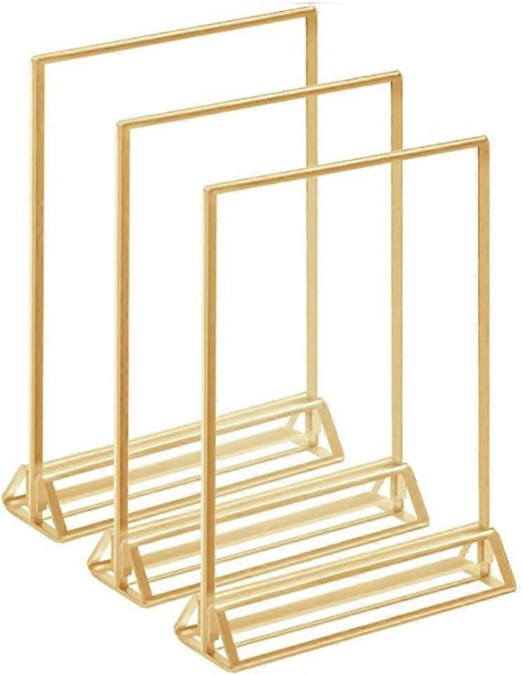 Prsentoir de Table A6 Pack de 3 Porte-Numros de Table avec Bordure Dore en Acrylique Support pour Menu de Table Double Face Transparent pour Affiche,