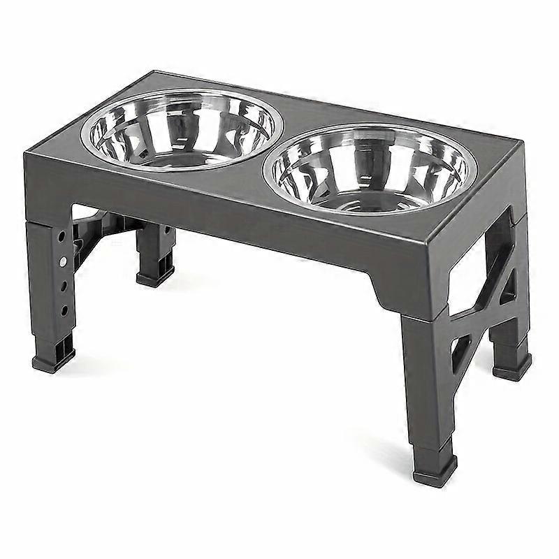 Adjustable Elevated Dog Bowl Stand - 5-Level Raised Feeder with 2 Stainless Steel Bowls for Improved Digestion and Posture