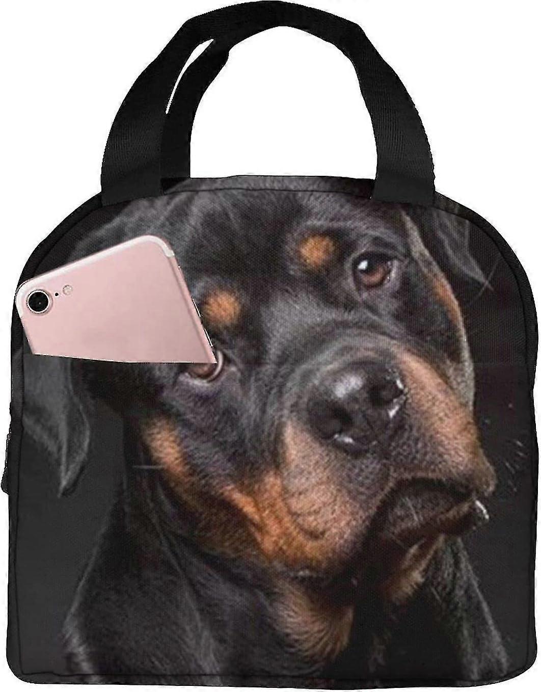 Rottweiler Loving Confident and Loyal Lunch Bag, Reusable Cute Lunch Box Insulated Cooler Tote Bag Multi-Functional School Lunch Contai-QQPW285