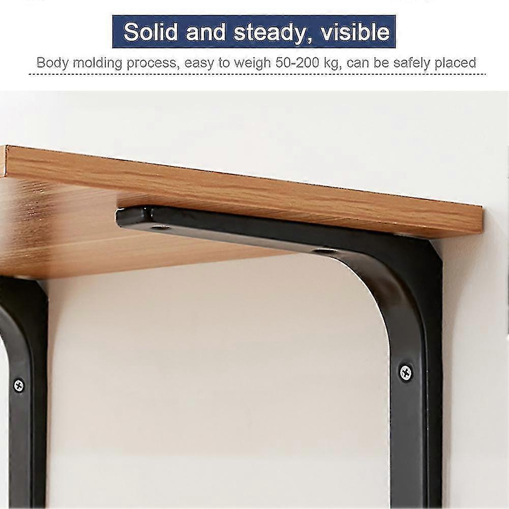 thumbnail image 2 of 8-Pack Heavy Duty L-Shaped Metal Shelf Brackets – Black Iron Wall Mount – 4 Shelf Set – 12.4cm X 7.2cm 2 of 4