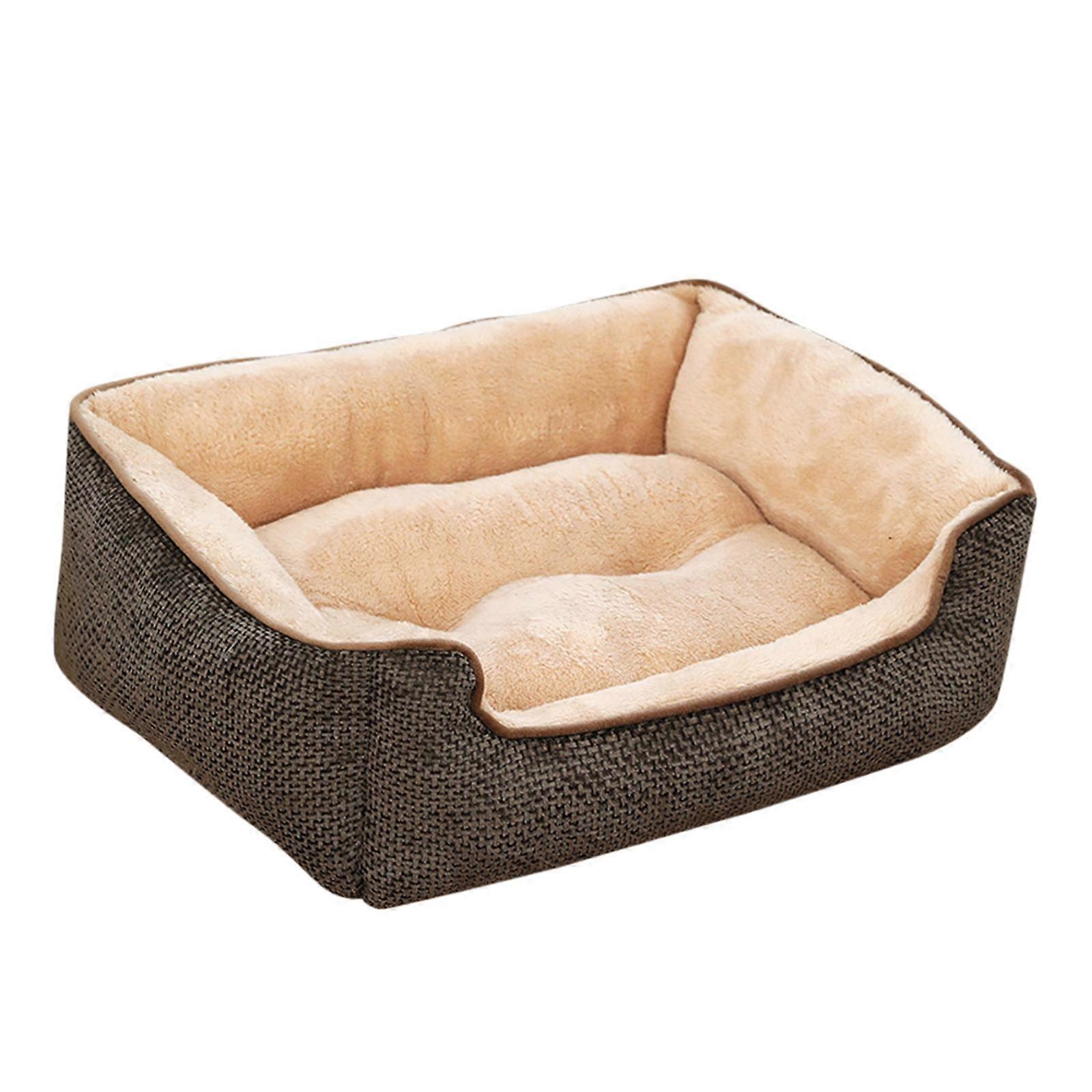 Plush Cat Bed Pet Supplies Thickened Padding Pets Mat for Indoor Home Kitten Brown