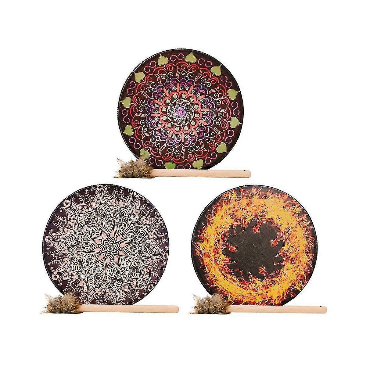 Bohemian Drums Holiday Decorations Percussion Instruments Drums With Mallets Holiday Atmosphere Percussion Drums, A