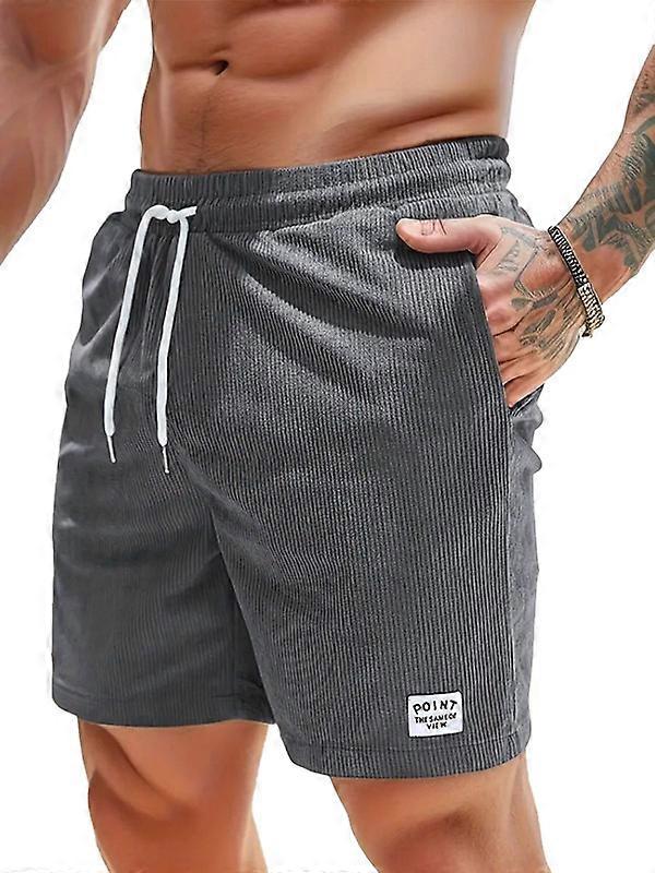 Men's Corduroy Shorts Casual Elastic Waist Lightweight Summer Beach Shorts