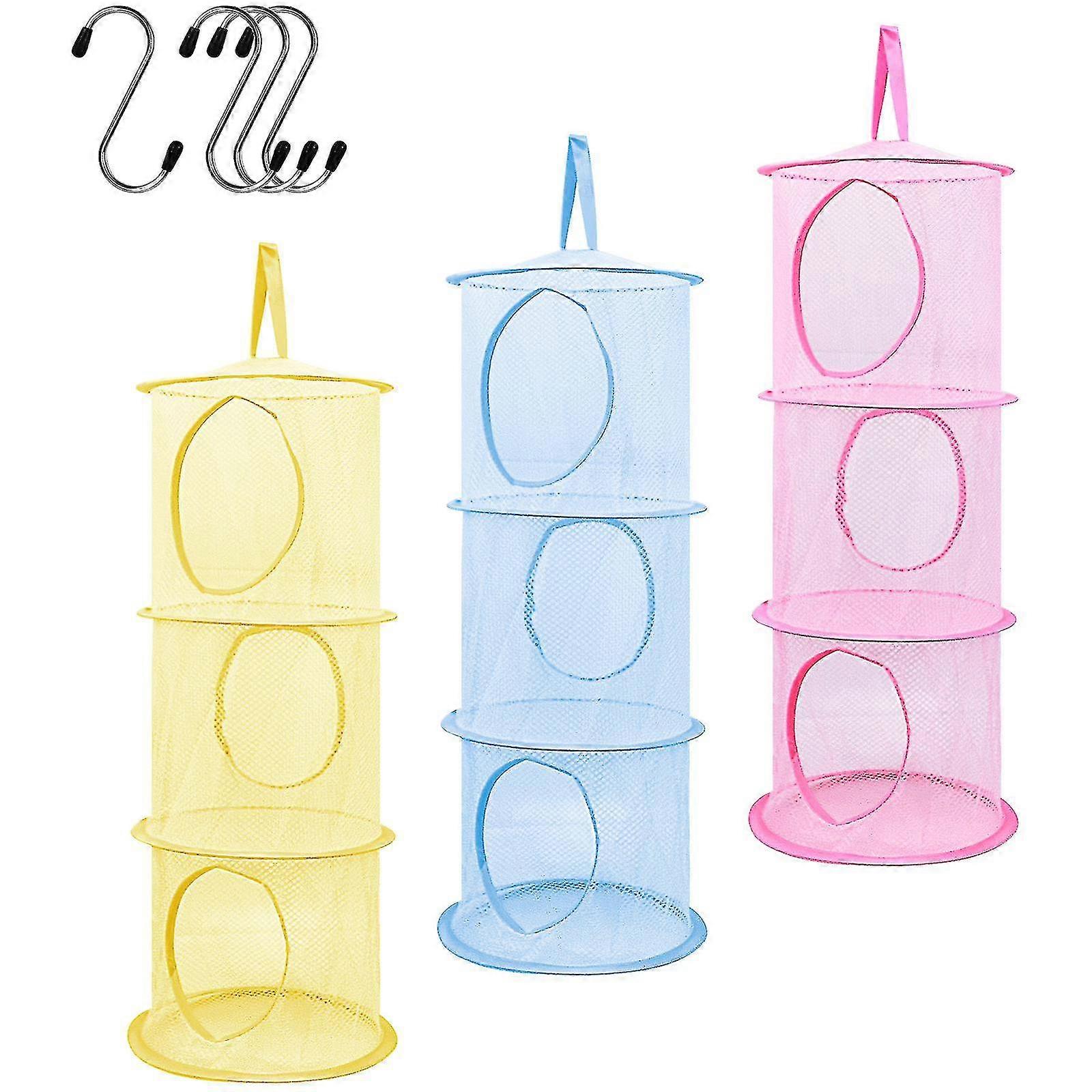 3pcs Hanging Mesh Storage Basket Multi-level Storage Hanging Cage