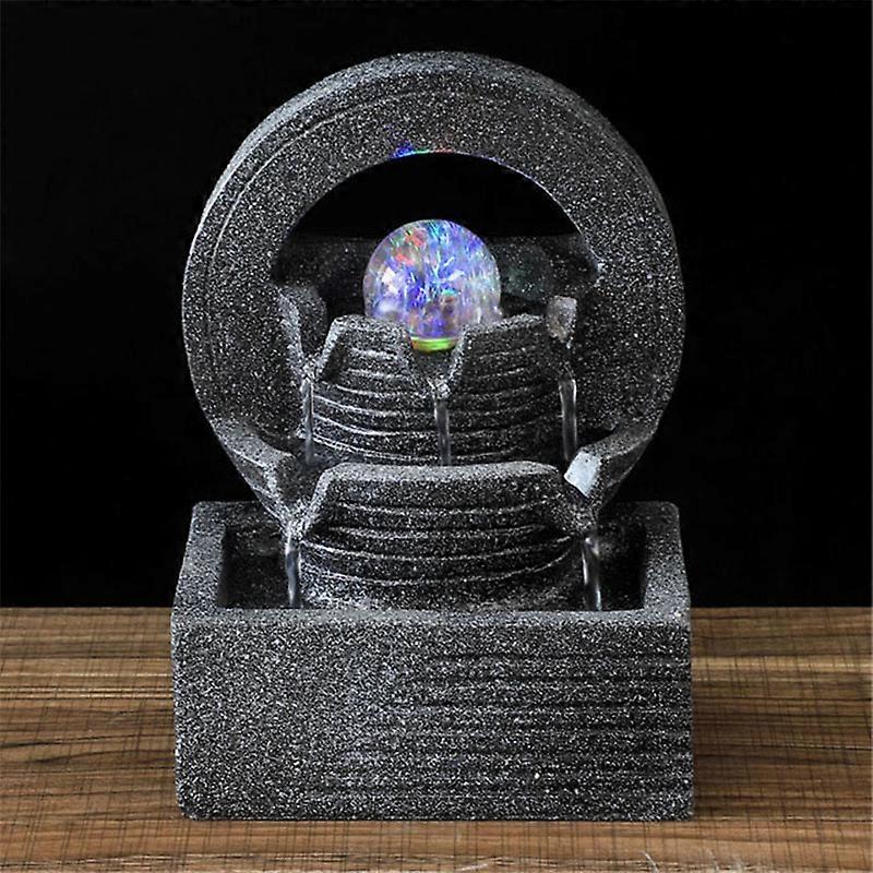 Spinning Orb Tabletop Fountain with LED Light, Relaxation Desktop Fountain, Zen Meditation Indoor Waterfall Feature, for Home