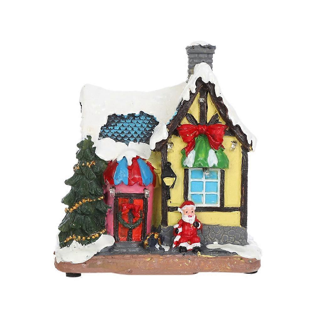 Houses, Resin with Warm Light Battery Operate, Christmas Home Table Decor ,B