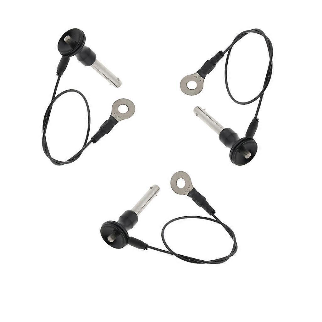 3 Pcs Stainless Steel Ball Lock Quick Release Pins Push Button with Wire Lanyard, Prevent Loss