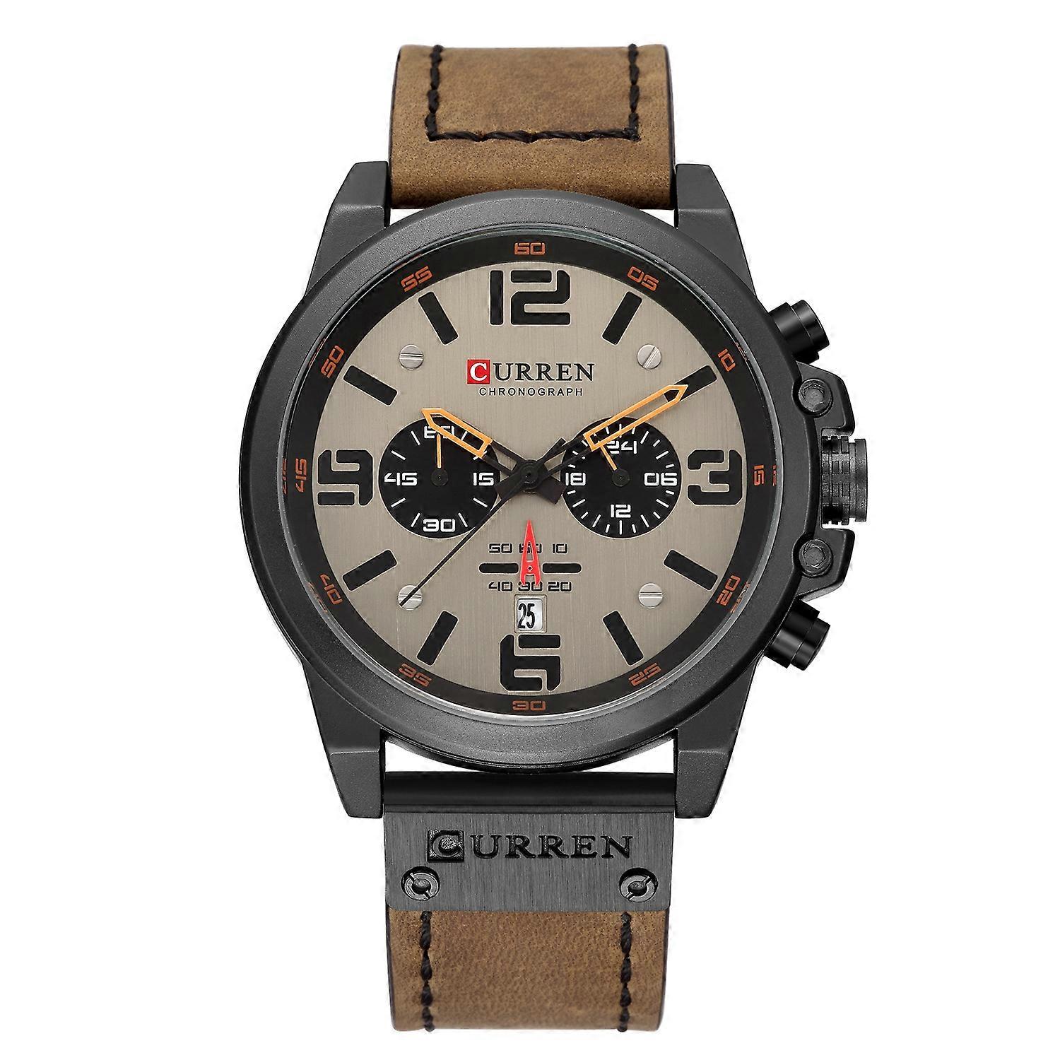 Curren Waterproof Men Quartz Watch Black Shell Gray