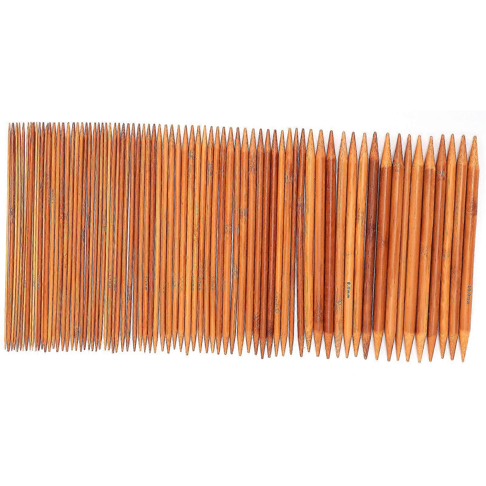 15-Piece Set of Sizes 2.0mm to 10.0mm Carbonized Bamboo Double Pointed Knitting Needles with 20cm Length for Beginners, DIY Projects Gift Ideas