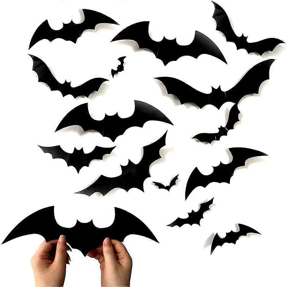 60PCS netopiere Nástenné dekorácie Halloween 3D netopiere Dekorácia Strašidelné netopiere Nálepka na stenu 4 veľkosti Realistické PVC Strašidelná čierna netopier Halloween Eva Dekor Domáci vietor