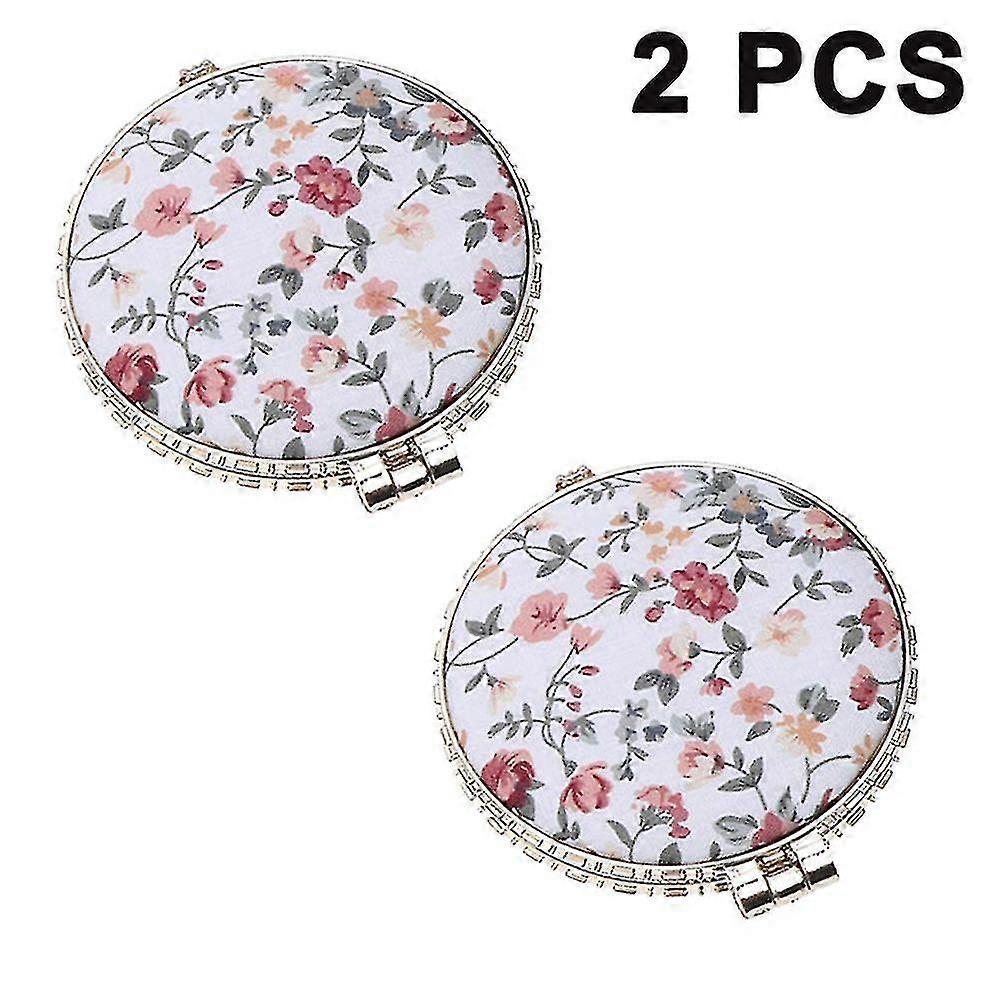 2 Pieces Portable Compact Mirror, Two-sided Cosmetic Mirror, Retro, Small, Cosmetic Mirror, Two-sided Folding Make-up Mirror