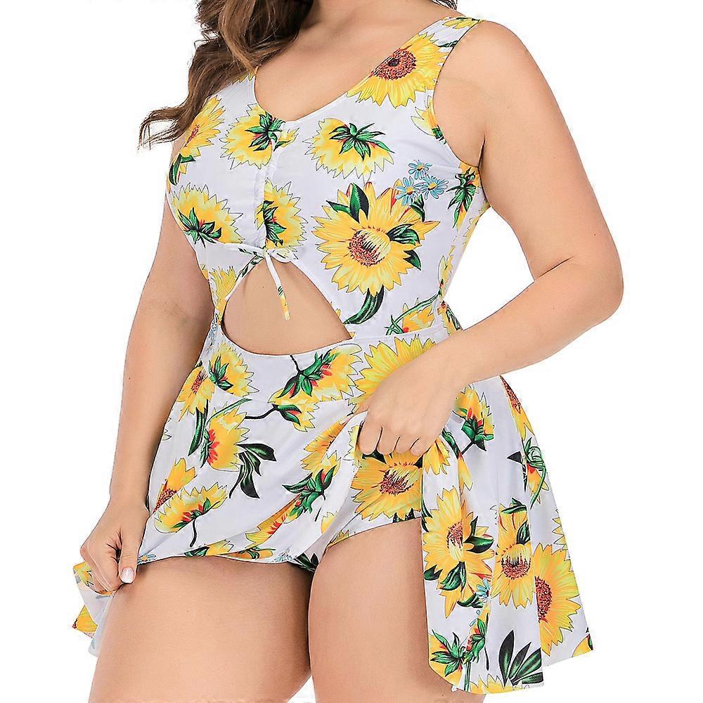 Plus Size Blumenprint Neckholder Bademode Einteilige Bademode