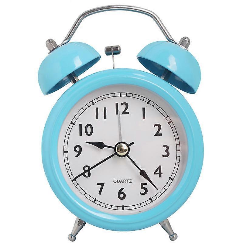 Retro Bell Alarm Children's Metal Silent Luminous Desk Clock blue