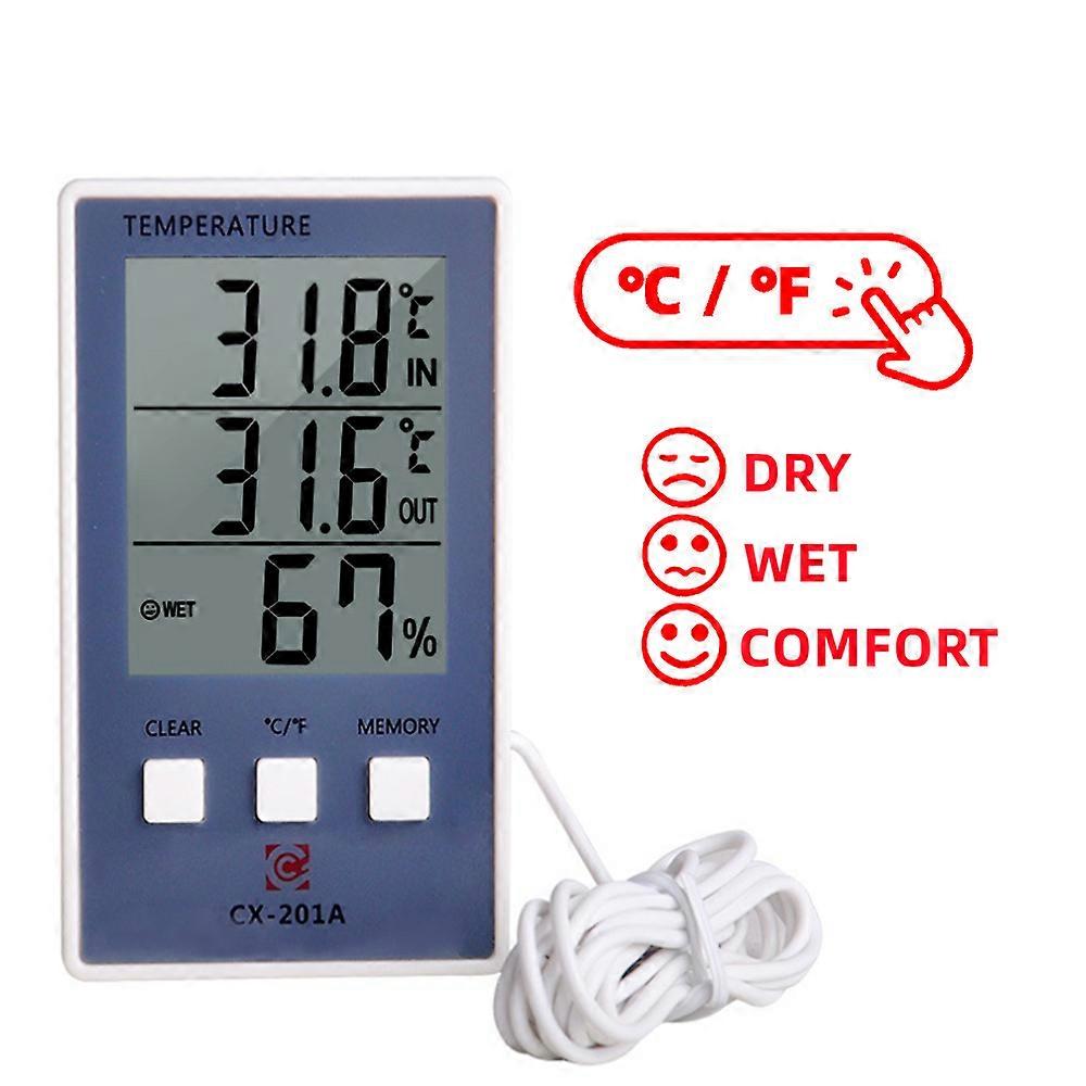 Digital Thermometer Hygrometer Indoor Outdoor Temperature Humidity Meter C/F LCD Display Sensor Probe Weather Station
