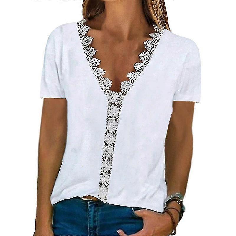 2023 جديد قصيرة الأكمام مريحة عارضة الرباط الخامس الرقبة المطبوعة تي شيرت للنساء