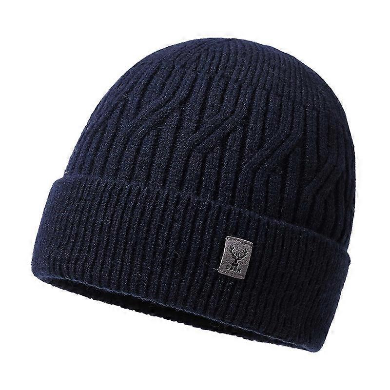Winter Cycling Cold-proof Core-spun Yarn Knitted Pullover Hat for Middle-aged and Elderly Men Simple and Versatile Plush Wool Hat