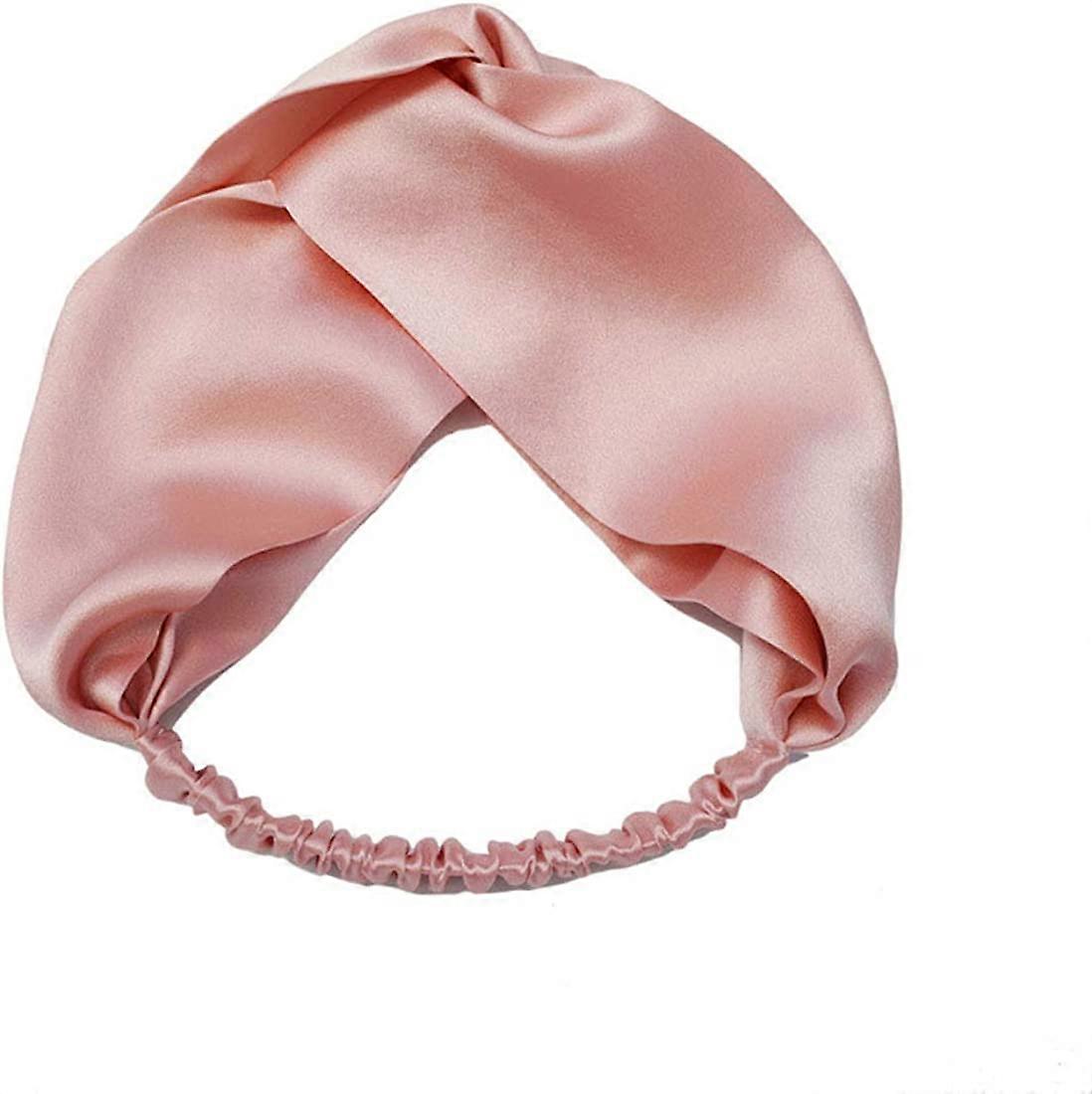 100% Mulberry Silk Head Wrap Elastic Headband Pink
