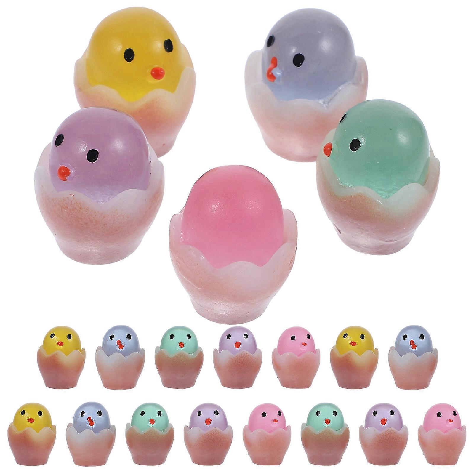 20 Pcs Lumineux Mini Poussin Décors Table Résine Artisanat Poussin Modèles Lumineux Poussin Artisanat Décors