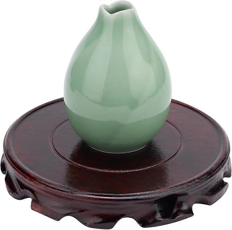 Wooden Display Stand Base 5.5 inch Inner Diameter Dark Red Wooden Round Vase Base, Vintage Circular Table Lamp Teapot Base Handicraft Decoration Displ