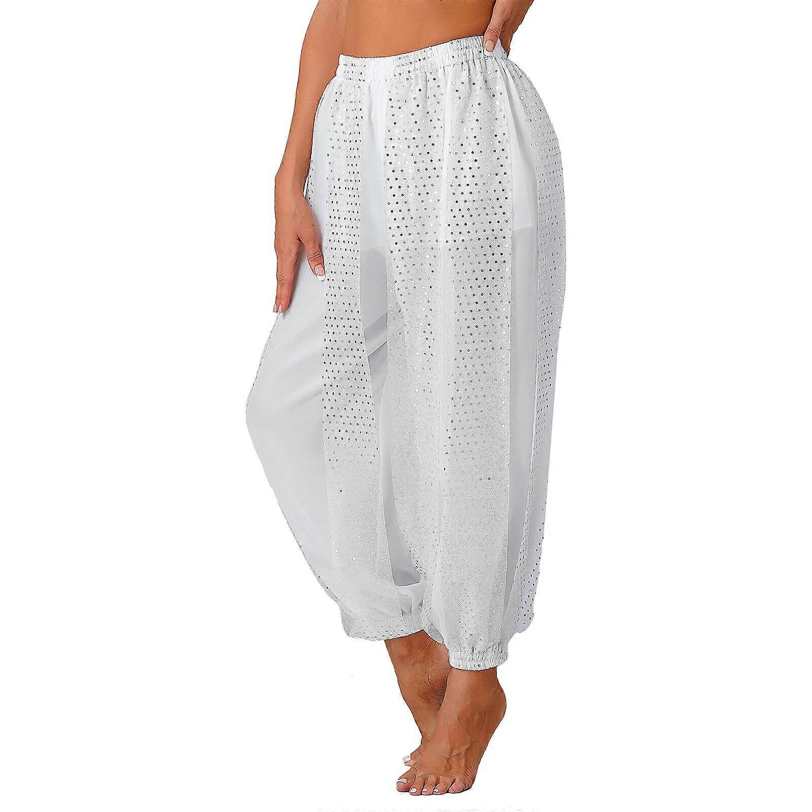 בגדי ריקוד נשים מטבעות מכנסי פנס בצד פיצול נצנצים מבריק מכנסי הרמון ערבית ריקודי בטן מכנסי ליל כל הקדושים מבוגרים תחפושות ריקודי בטן