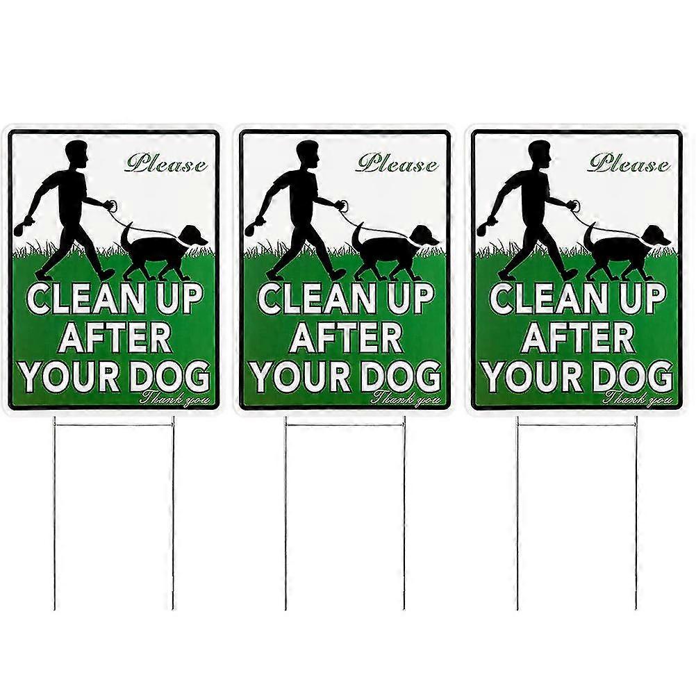 3pcs Please Clean Up After Your Dog Signs Yard Warning Signs No Pooping Dog Lawn Signs