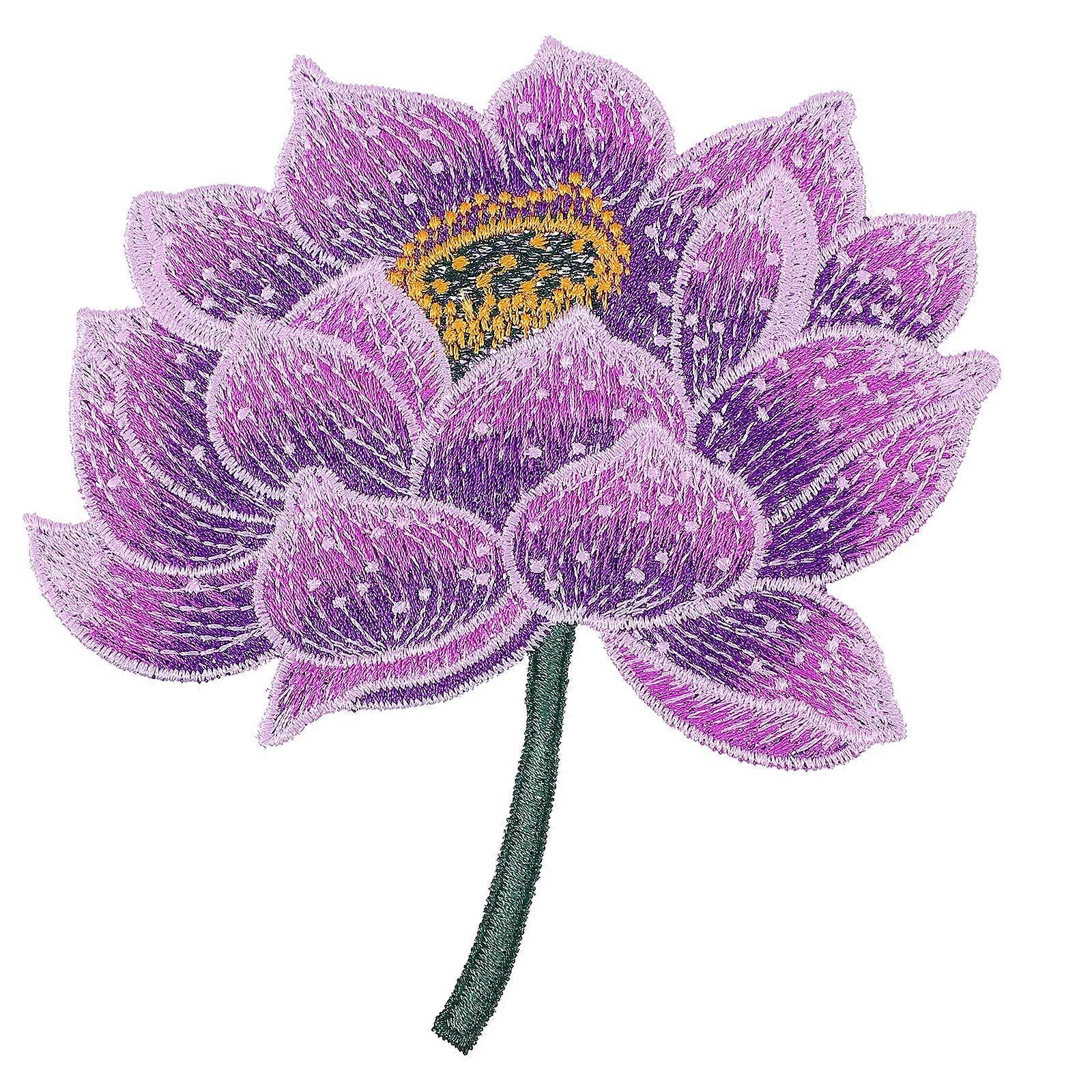 1pc Creative Embroidered Patch Pretty Lotus Patch Practical Clothes Patch