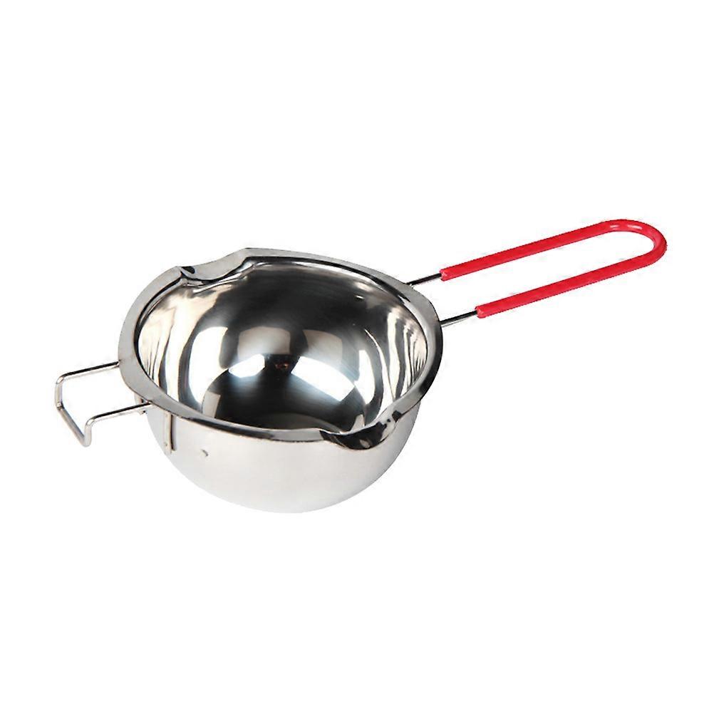 Universal 304 Stainless Steel Chocolate Melting Pot Double Boiler Milk Bowl Butter Candy Warmer Pastry Baking Tool with Red Handle (No Lid)