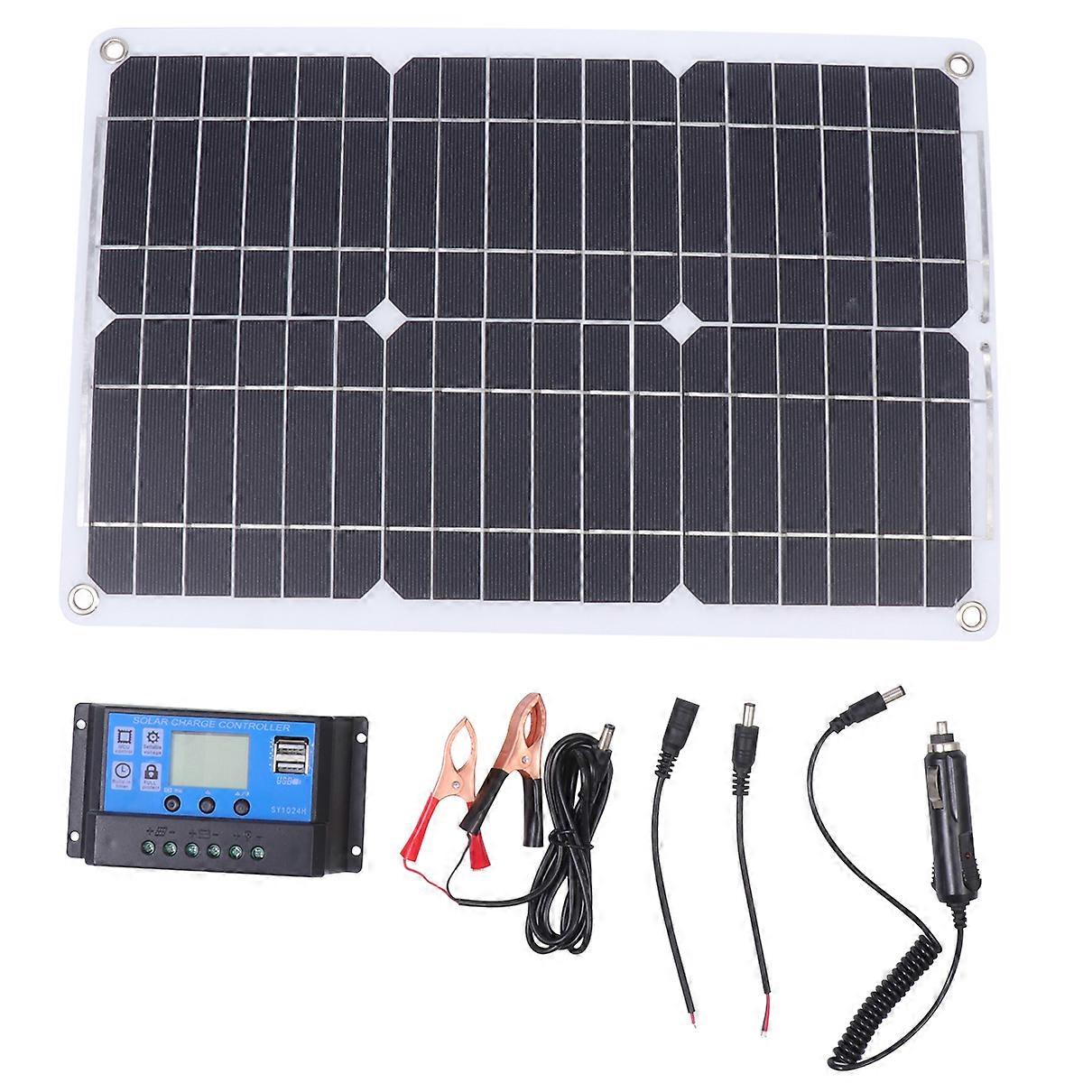 18W Portable Solar Cell Panel Board Single Crystal Silicon Solar Panel with Solar Panel Controller (Black)