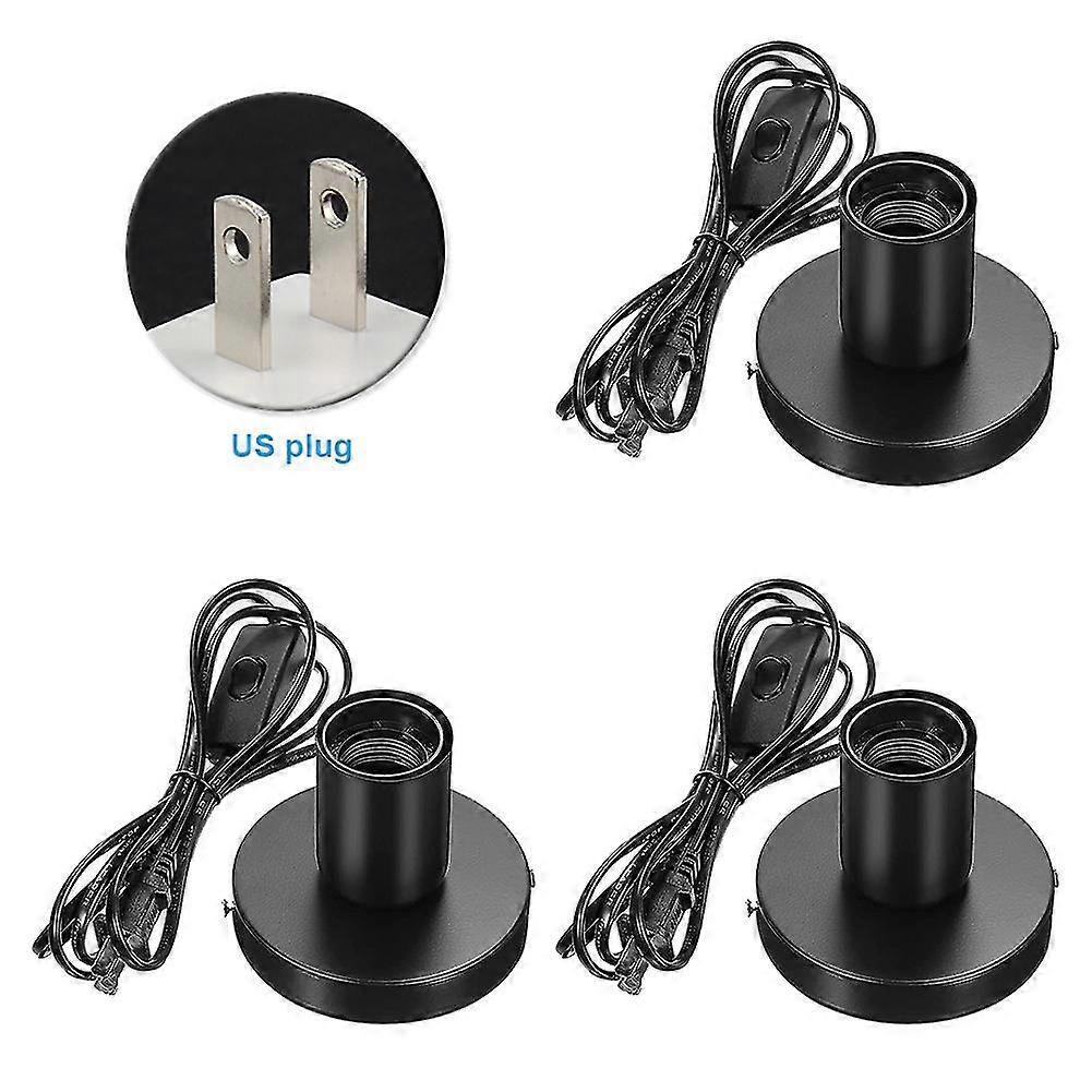 3pcs Light Bulb Holder 6 Feet Cord Easy Install Desktop Lamp Base Home E27 Screw