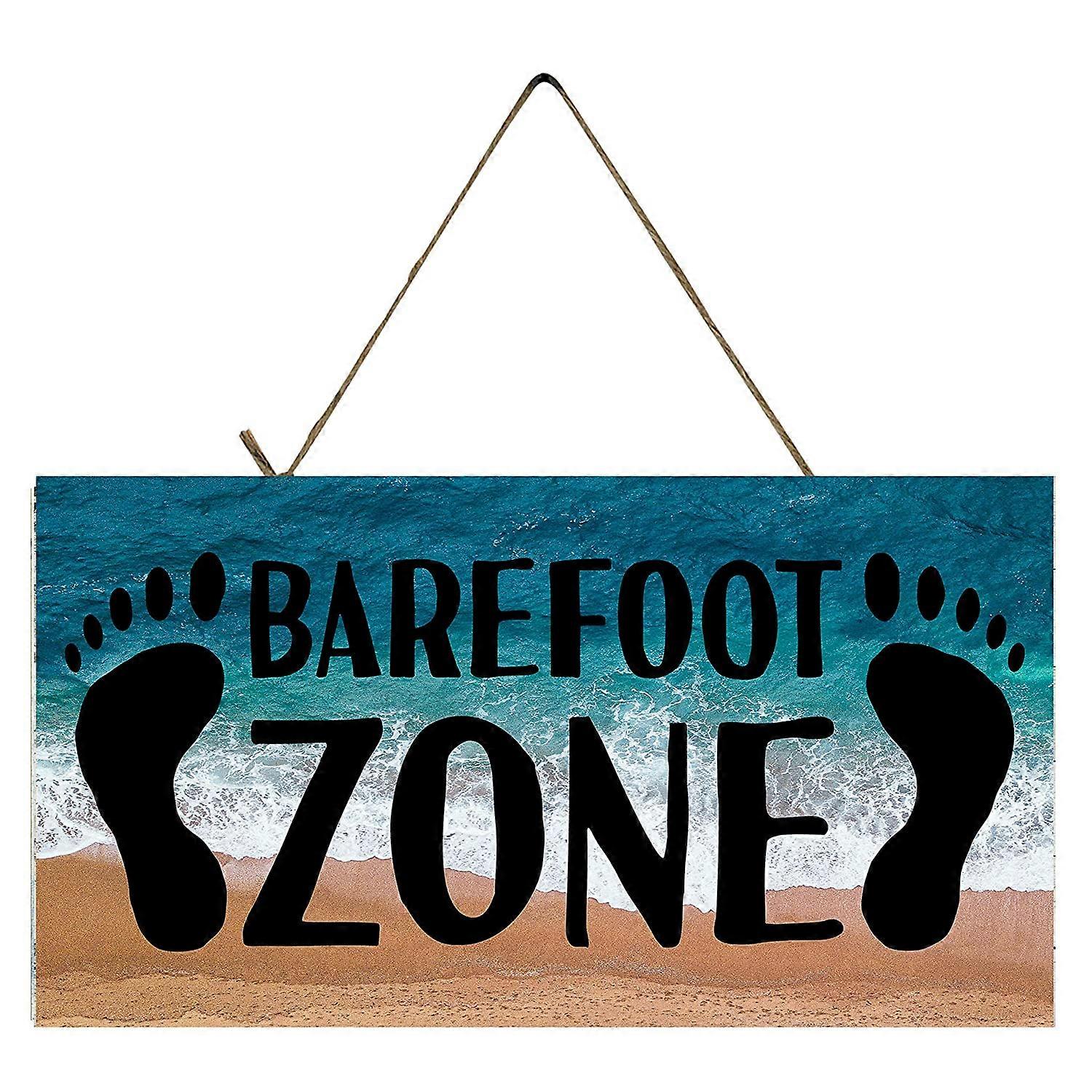 Barefoot Zone Beach Printed Handmade Wood Sign