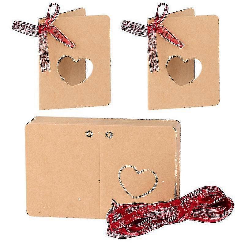 Winomo 50pcs Hollow Heart Kraft Paper Gift Tags Wedding Party Paper Tags With Red String For Thanksgiving Christmas