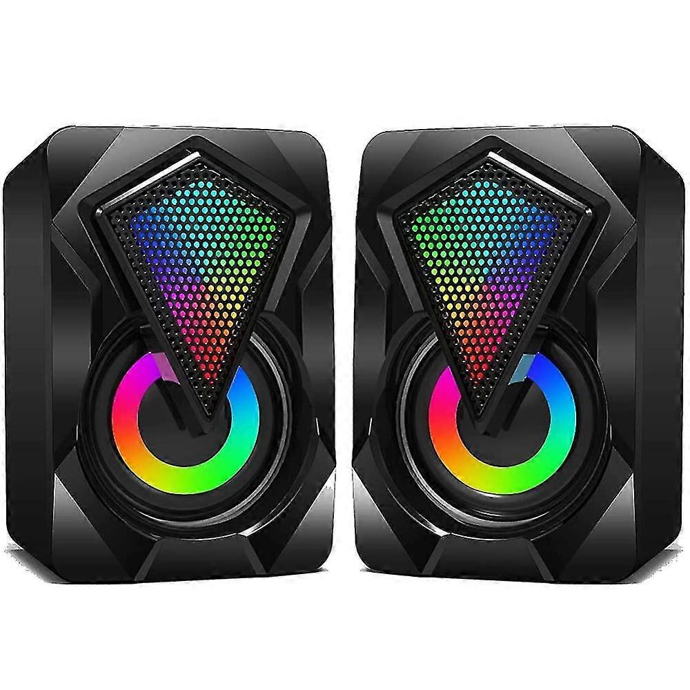Alto-falante do PC, alto-falante do computador USB 10 W 2.0 sistema de alto-falante estéreo com iluminação led colorida para o computador do PC Desktop Notebook Smartphone