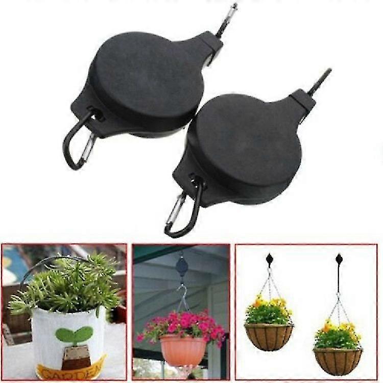 2pcs Flower Basket Hook Liftable Telescopic Plant Pulley Easy Reaching Pull