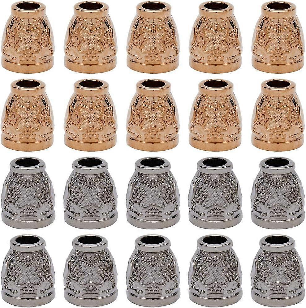 20Pcs 2 Colors Metal Bell Stopper Toggle Clip Conical Cord Ends Lock Fastener Alloy Platinum and Light Gold Cone Rope End Stopper for Drawstring Lanya