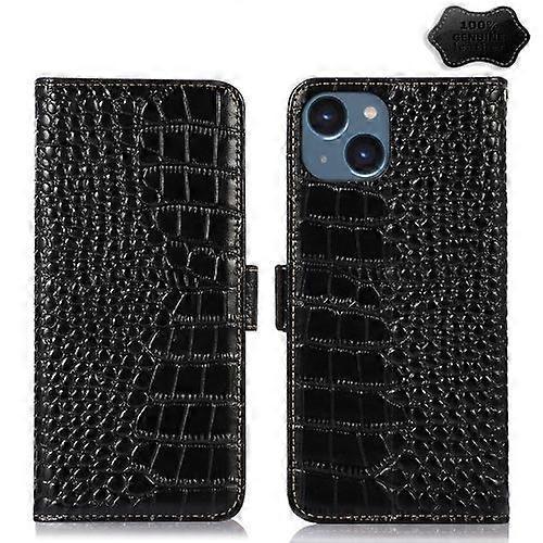 For iPhone 15 Crocodile Top Layer Cowhide Leather Phone Case
