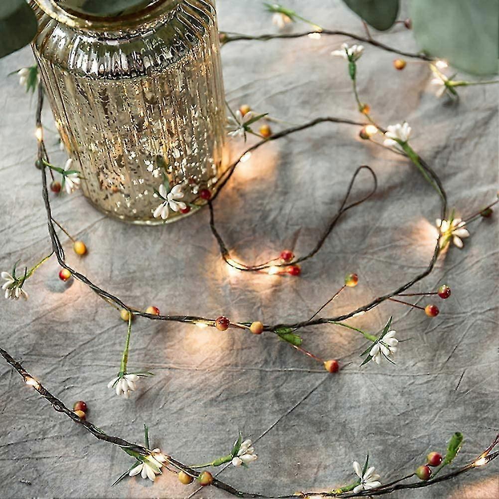 Led String Lights, 20 Led Artificial Flower Decorative Night Light Battery Powered String Vine Fairy String Lights