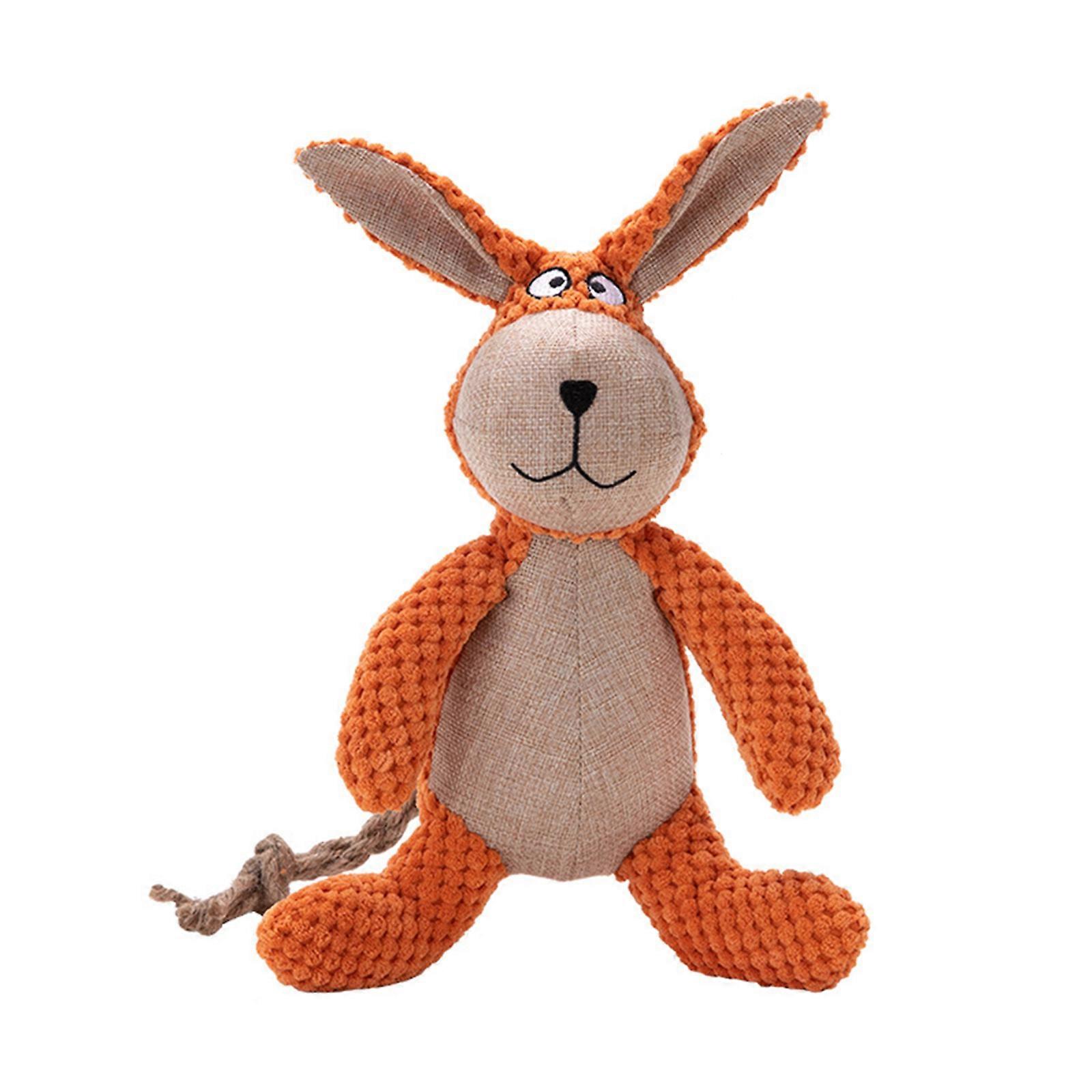 Durable Orange Rabbit Dog Toy, 35cm, For Heavy Chewers, Squeaky