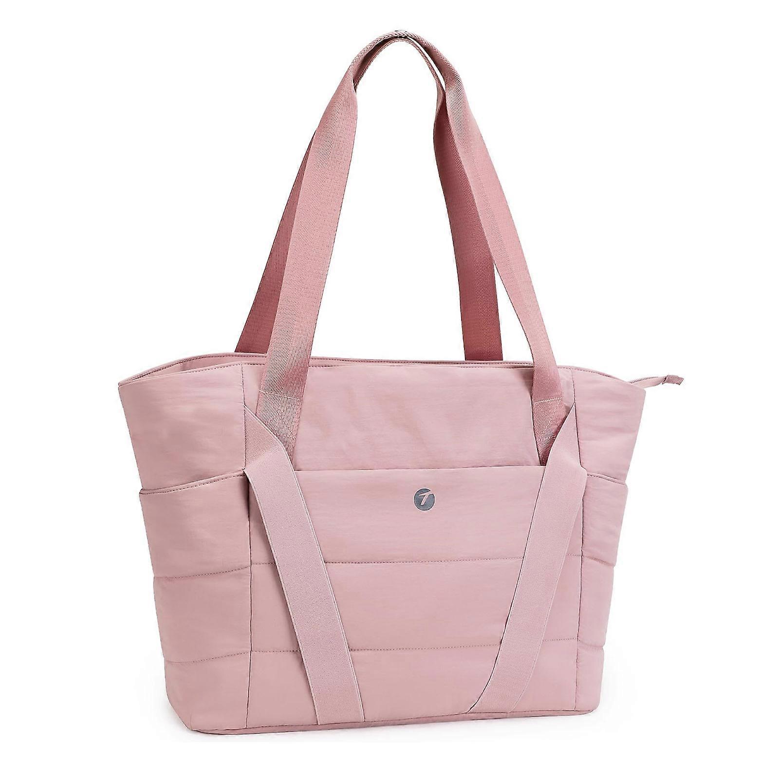 Fitness Bag Travel Bag Shoulder Bag Large Capacity Training Bag Quilted Overnight Bag Fashion Weekender Bag Sport Bag Pink