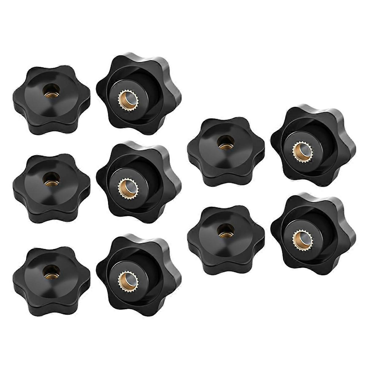 10Pack Plum-Blossom Hand Tightening Rubber- Nuts Black Thumb Nuts Star Mechanical Thumb Nuts M6