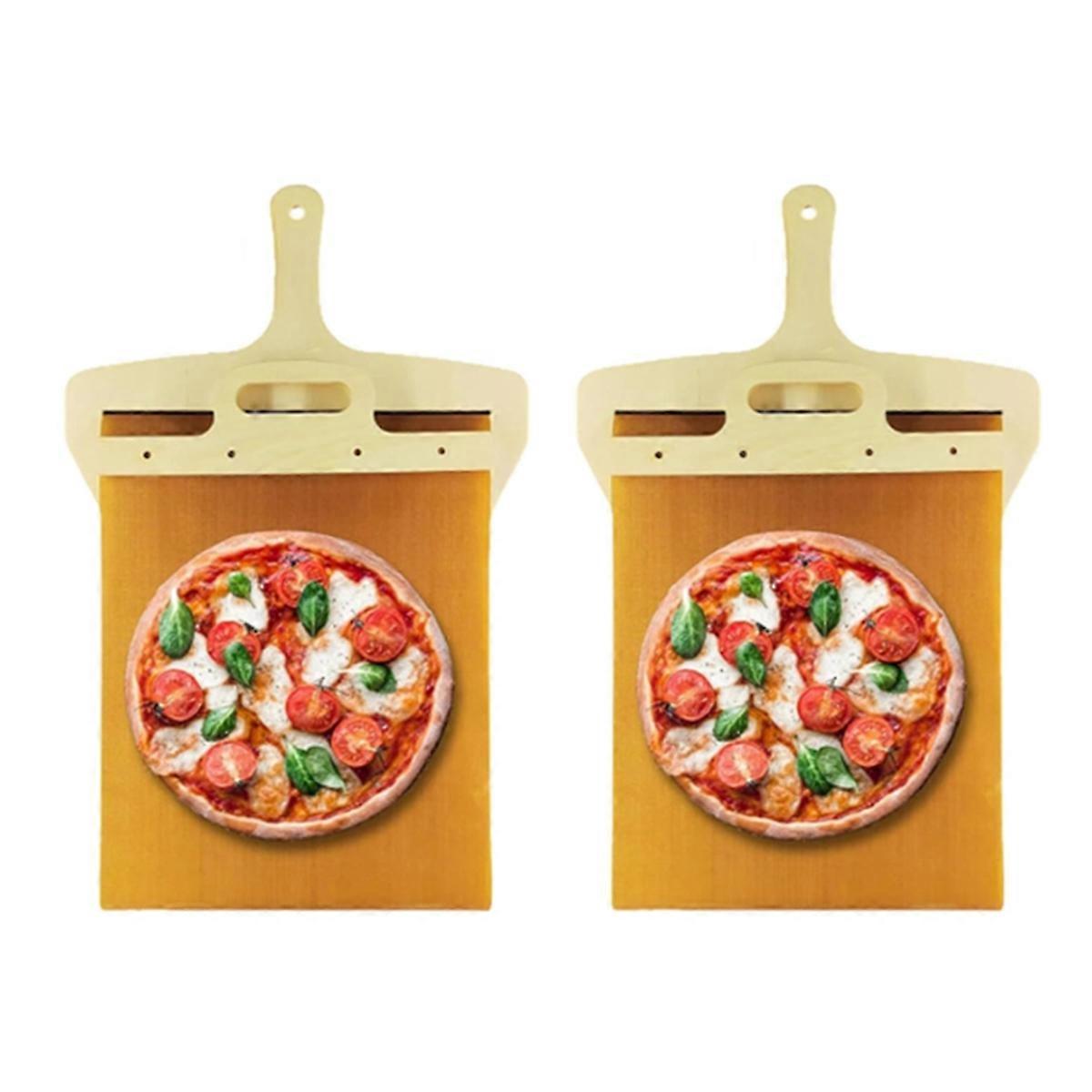 2Pcs Sliding Pizza Peel-Pala Pizza Scorrevole,Sliding Pizza Shovel, Pizza Transfer Slider,Pizza Peel Slider,Pizza Peel