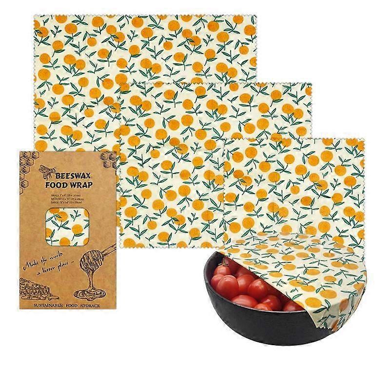 Yellow Fruit Pattern Reusable Beeswax Food Wraps 3 Pack